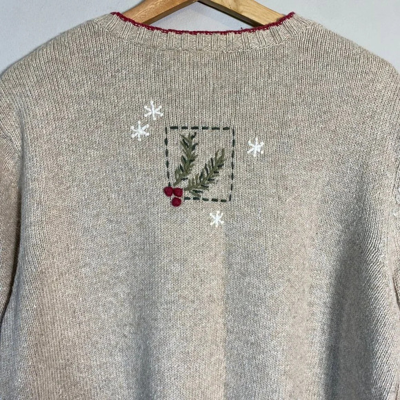 Vtg Croft & Barrow Ice Skating Christmas Wool Angora Full Zip Sweater Women's L - Picture 12 of 15